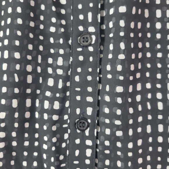 Alyx Womens Sheer Shirt Dress Black White Dot Print Button Front Size S Career - Picture 5 of 12